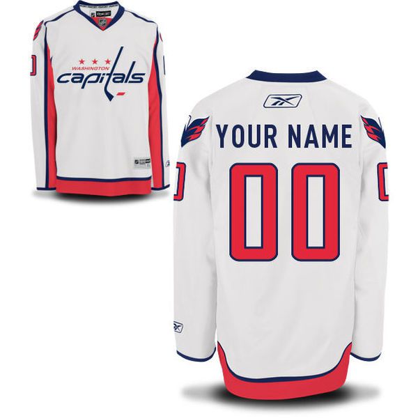 Reebok Washington Capitals Men Premier Away Custom NHL Jersey - White->->Custom Jersey